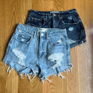 2x Garage Ripped Denim Shorts Size 3 Light & Dark Wash